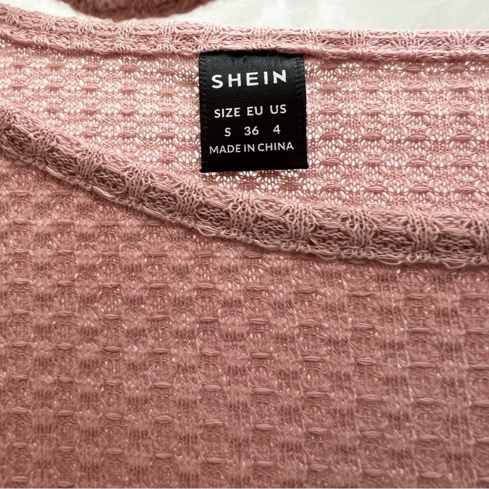 SHEIN Two Piece Blush Pink Waffle Knit Lounge Set Size Small - Picture 4 of 6